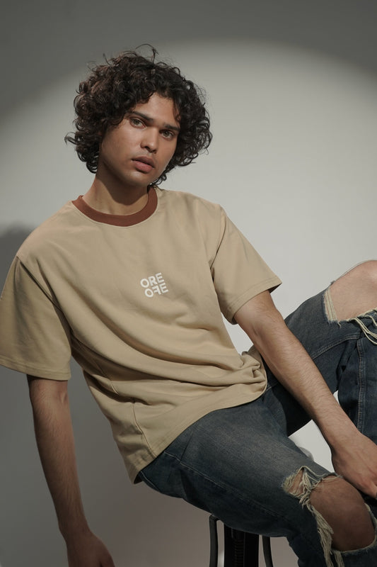 Beige basic Oversized t-shirt - ORE OFE