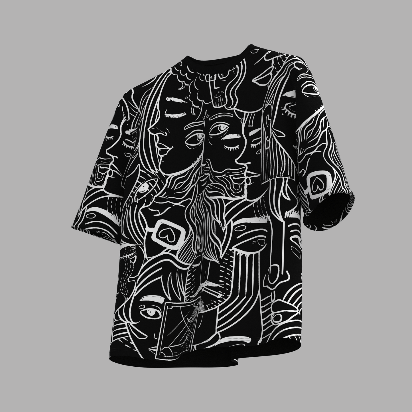 Black Faces Oversized T-shirt - ORE OFE