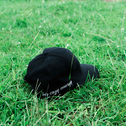 Black ORE OFE cap that reads big cozy energy