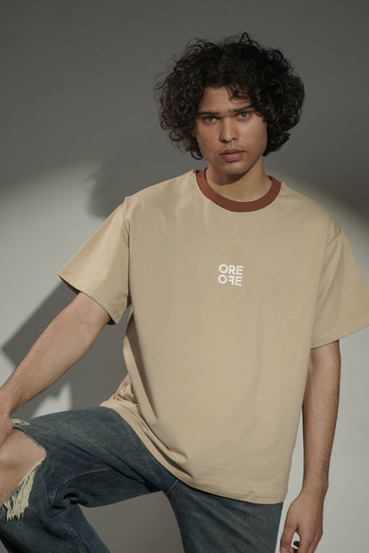 Beige basic Oversized t-shirt - ORE OFE