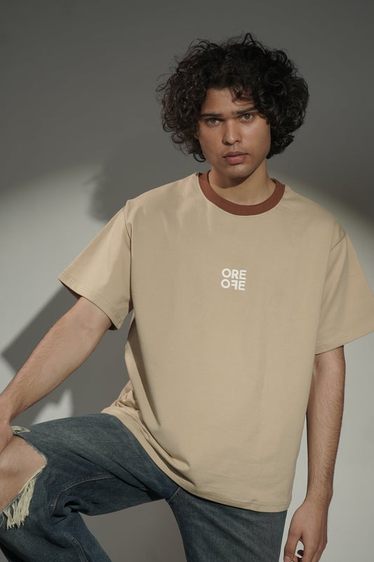 Beige basic Oversized t-shirt - ORE OFE