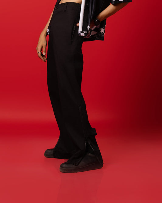 Black Baggy Zipper Pants - ORE OFE