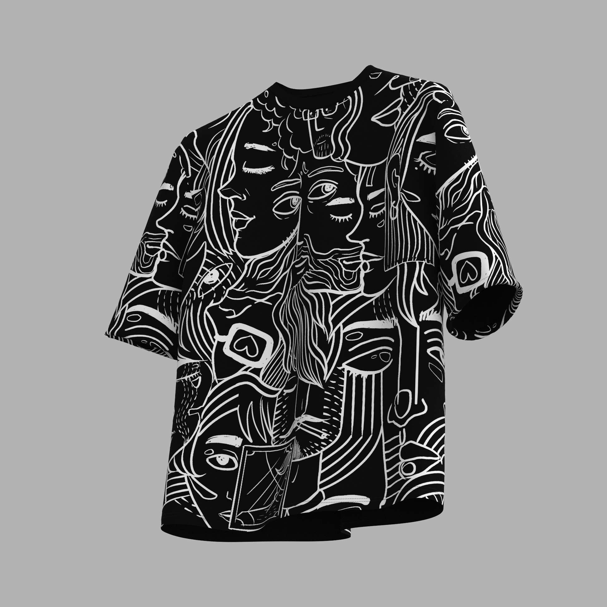 Black Faces Oversized T-shirt - ORE OFE