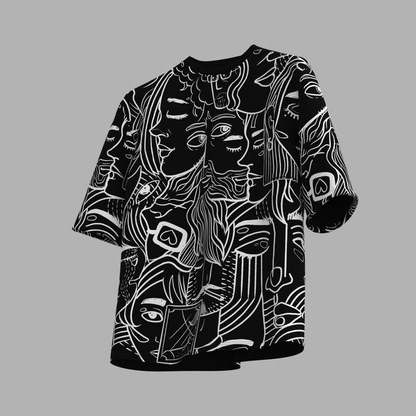 Black Faces Oversized T-shirt - ORE OFE