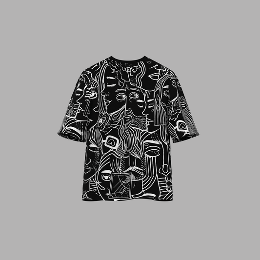 Black Faces Oversized T-shirt - ORE OFE