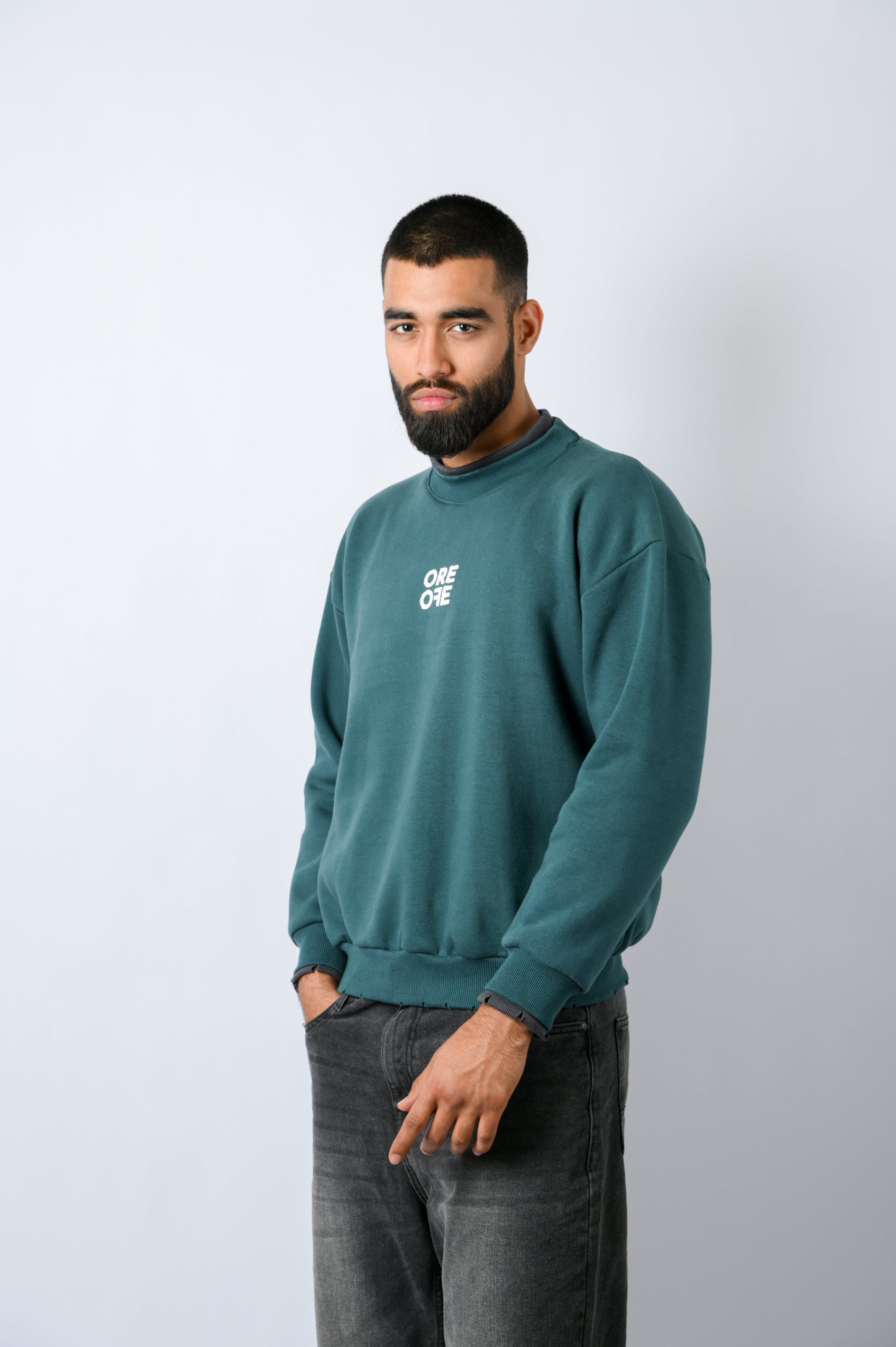 Contrast Sweatshirt Green - ORE OFE