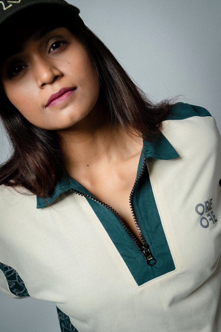 Cream & Green Oversized Polo - ORE OFE