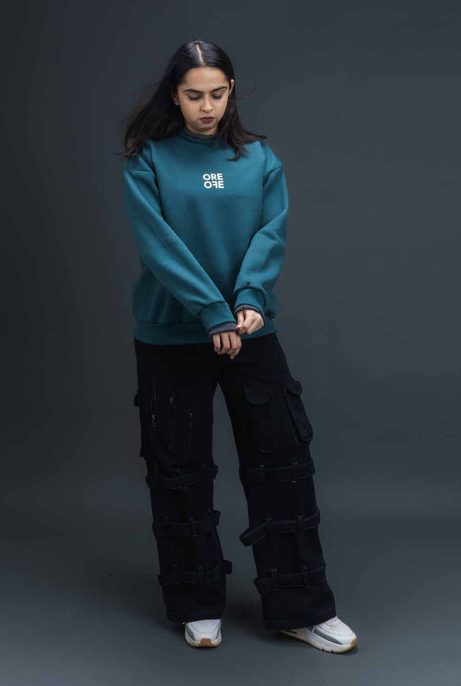 Contrast Sweatshirt Green - Women