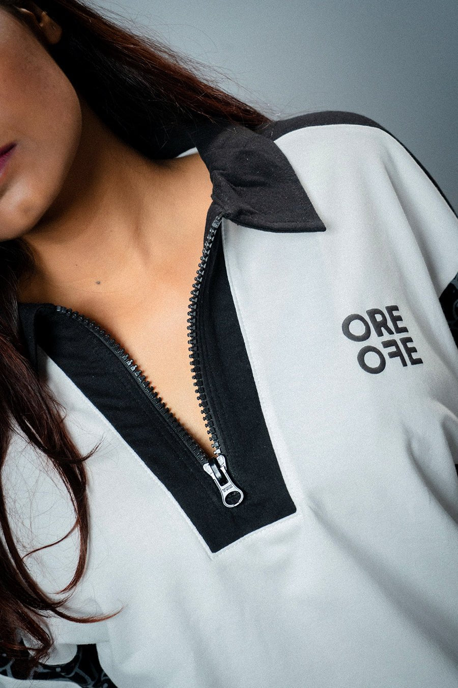 White & Black Oversized Polo - ORE OFE